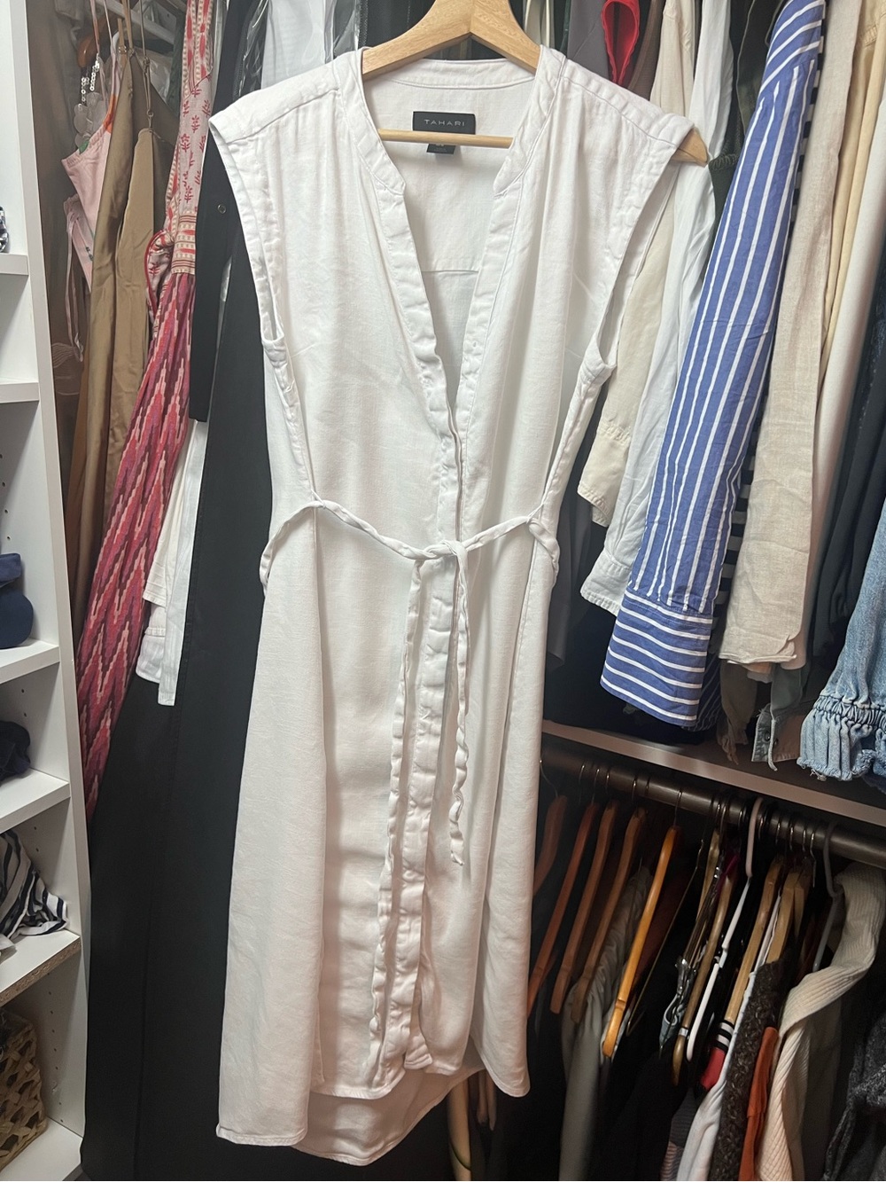 Tahari Sleeveless White Midi Dress